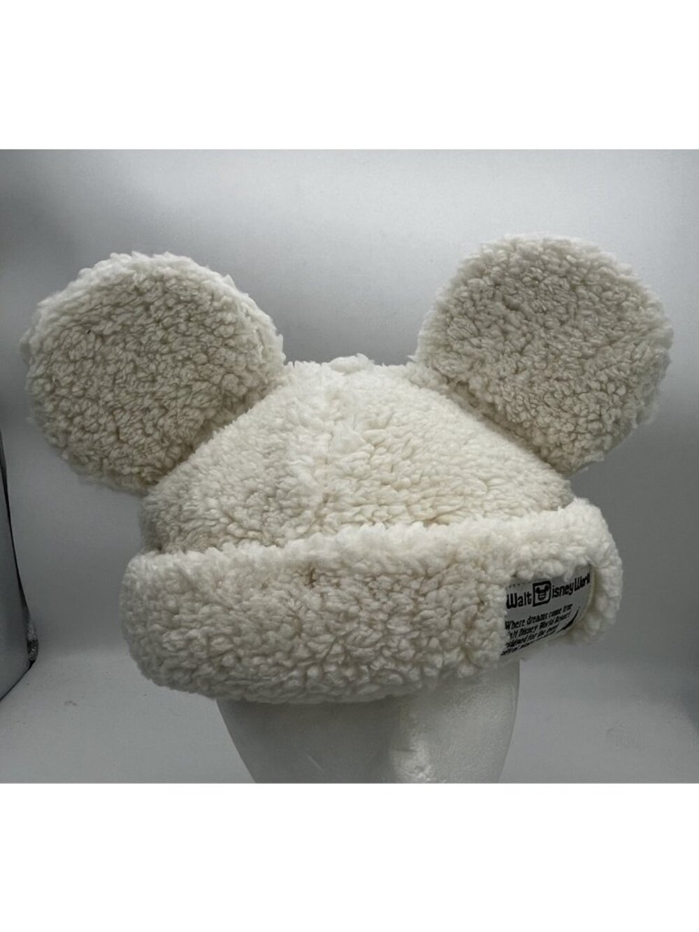 Walt Disney World Resort Mickey Mouse Ear Hat Fluffy Sherpa Beanie Cap NWT